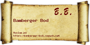 Bamberger Bod névjegykártya